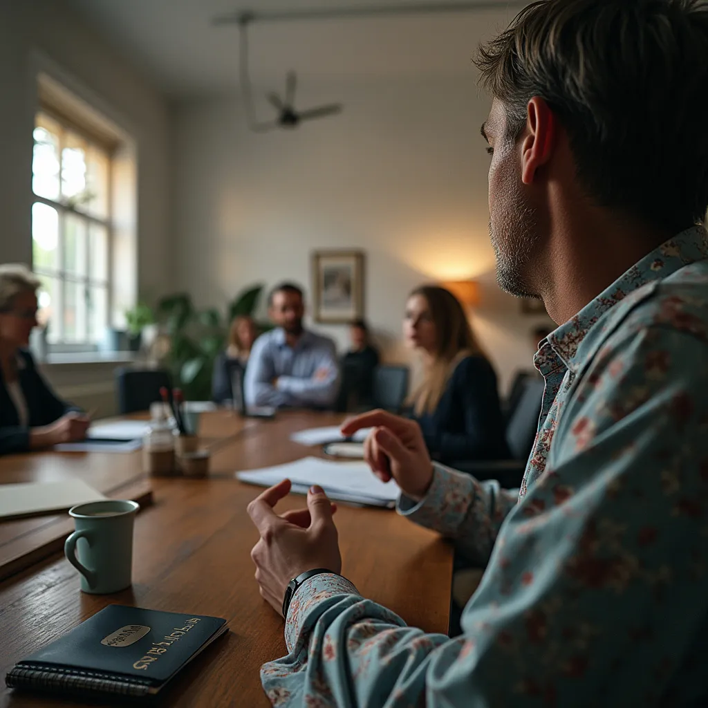 Équipe discutant de la mission de l'entreprise